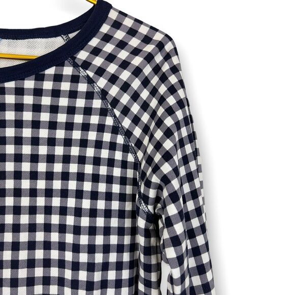 Draper James Natalie Sweatshirt French Terry Gingham Check Navy Pullover Small - Picture 3 of 8